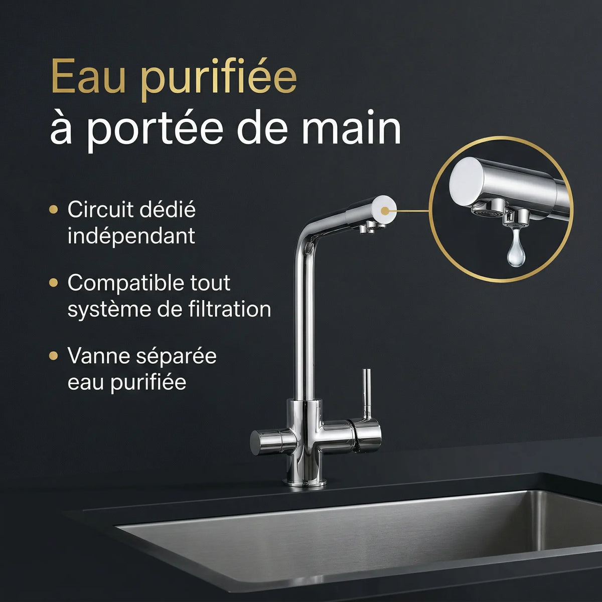 Robinet cuisine bec droit