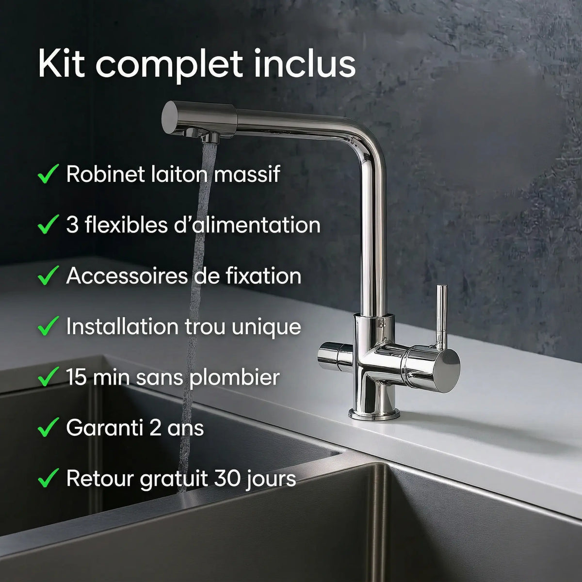 Robinet cuisine bec droit