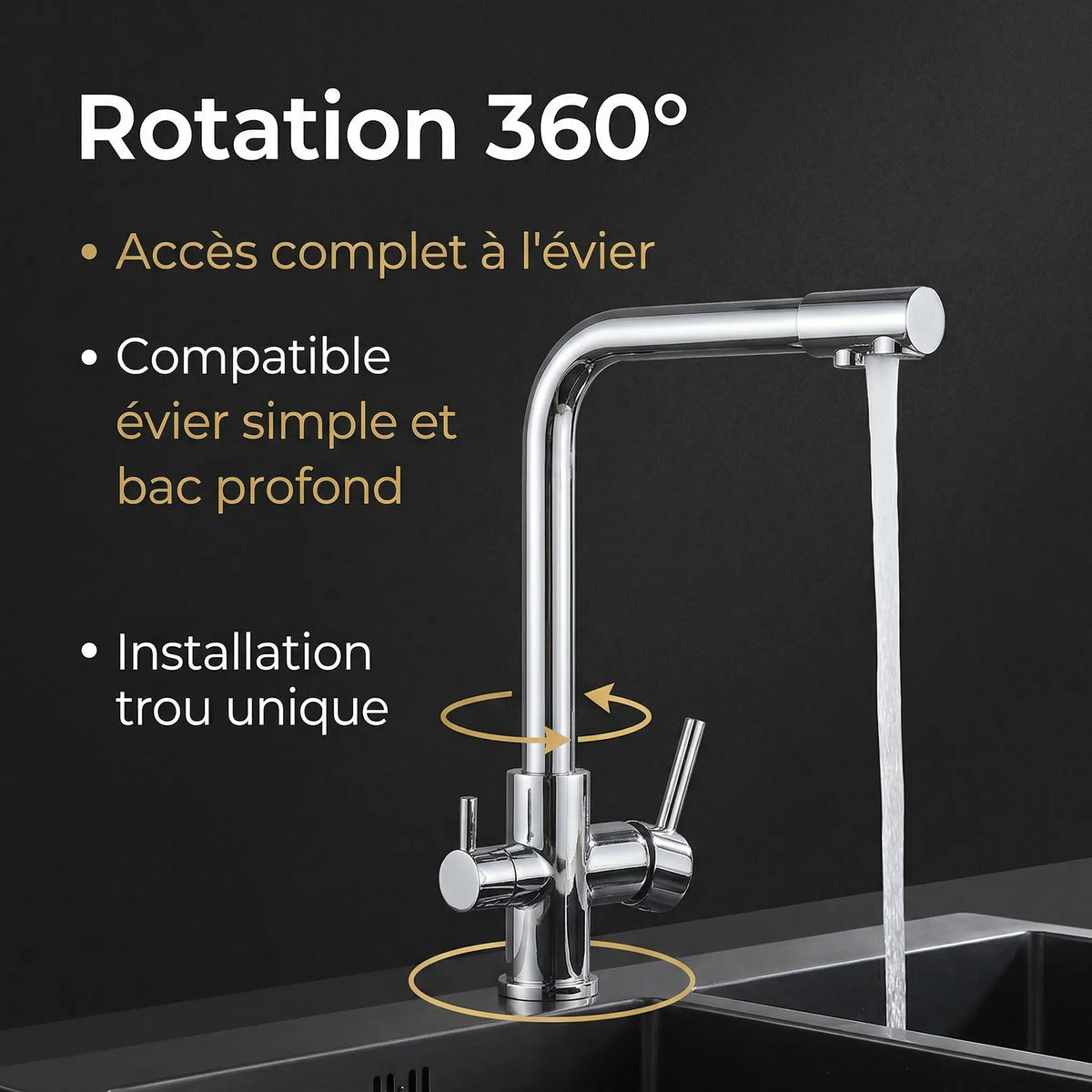 Robinet cuisine bec droit