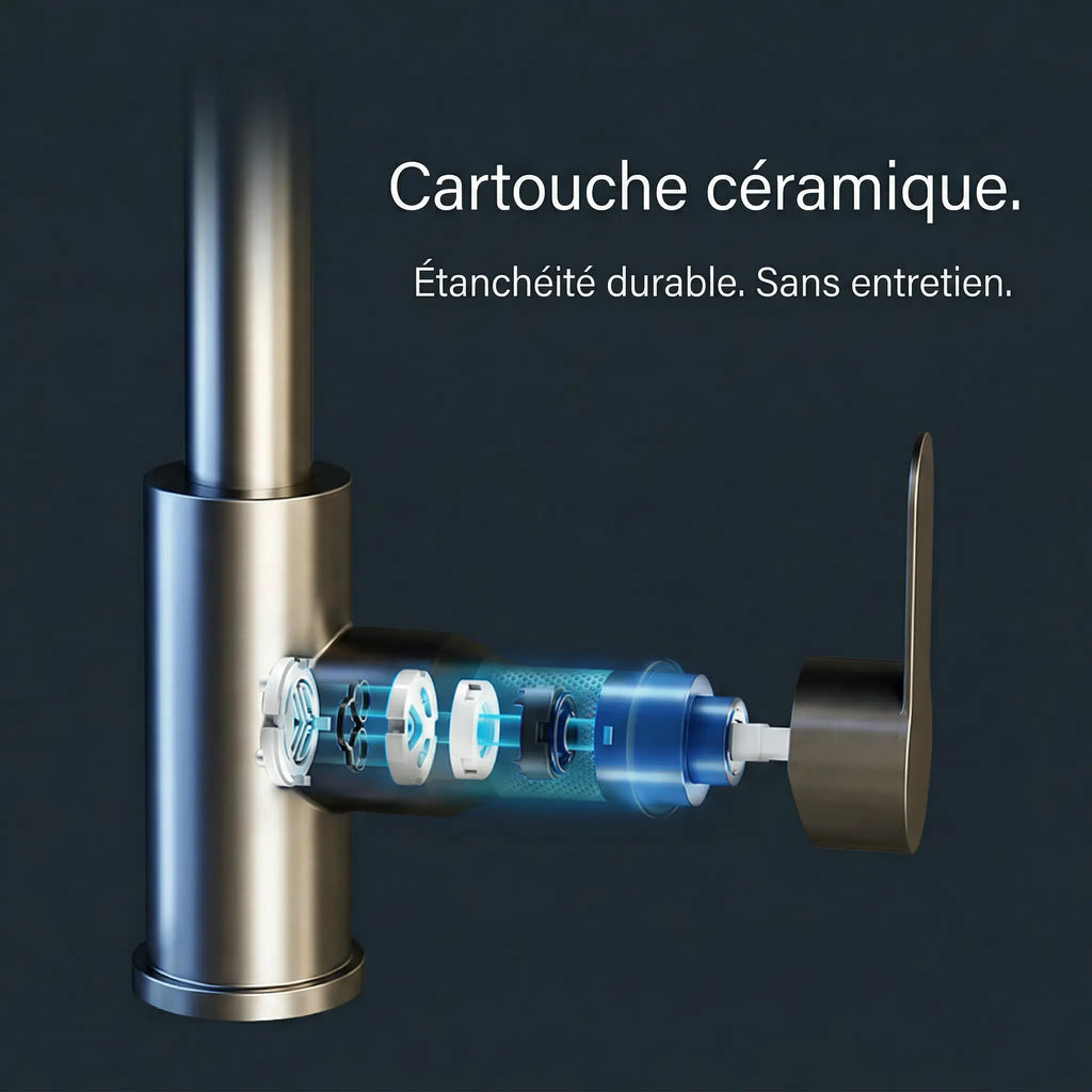 Robinet cuisine cascade inox 360°