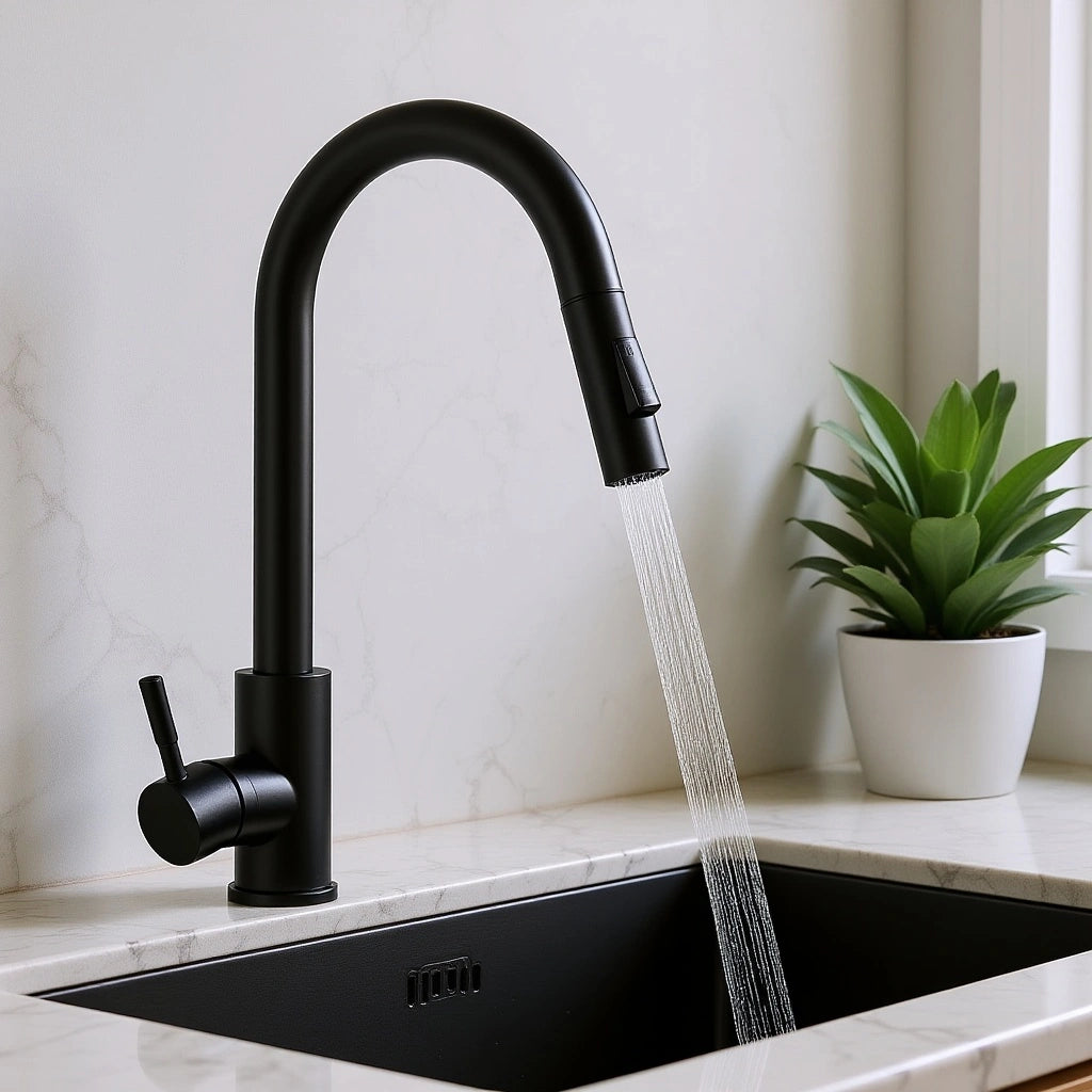 Robinet cuisine col de cygne douchette extractible